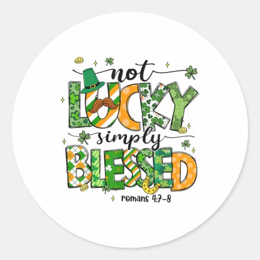 Not Lucky 賛美 Simply St patricks day信仰Chr ラウンドシール (正面)