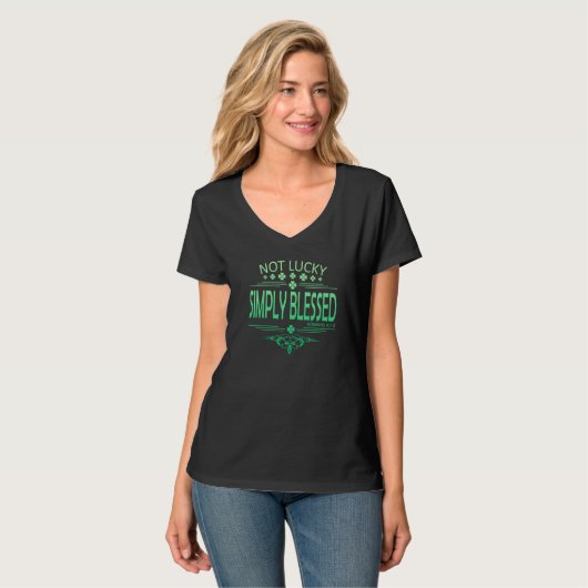 Not Lucky Simply Blessed Shamrock St Patrick's Day Tシャツ (正面フル)