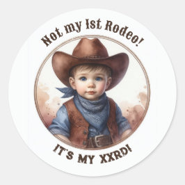 “Not My 1st Rodeo” コウボーイ・トドラー・ウェスタン・バースデー ラウンドシール