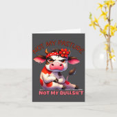 Not My Pasture Not My Bul Funny Cow Farm Saying Ad カード (黄色い花)