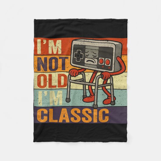 Not old classic funny old gamer gaming retro 80s フリースブランケット (正面)