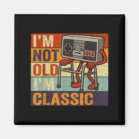 Not old classic funny old gamer gaming retro 80s マグネット (正面)