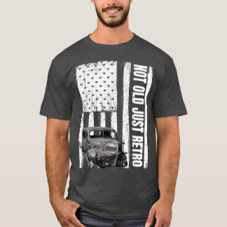 Not Old JustレトロヴィンテージUsaフラグピックアップトラックL Tシャツ