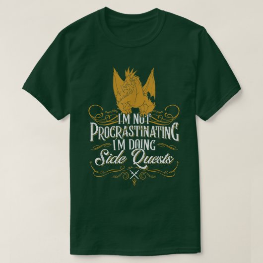Not Procrastinating Side Quests おもしろい RPG Gamer Dr Tシャツ (デザイン正面)