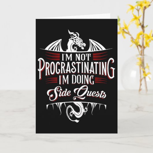 Not Procrastinating Side Quests Funny Rpg Gamer Dr カード (黄色い花)