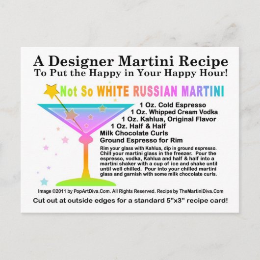 Not So White ロシアの Martiniレシピはがき ポストカード (正面)