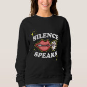 Not Speaking Lips Zipped Shut Silence Speaks スウェットシャツ (正面)