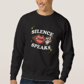 Not Speaking Lips Zipped Shut Silence Speaks スウェットシャツ (正面)