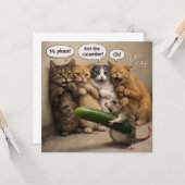 Not the cucumber, funny cat and mouse flat greetin カード (正面/裏面インサイチュ)