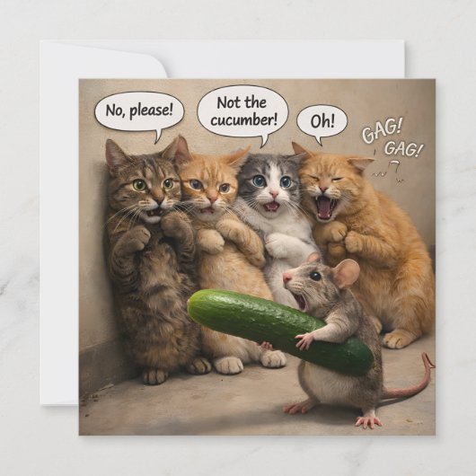 Not the cucumber, funny cat and mouse flat greetin カード (正面)