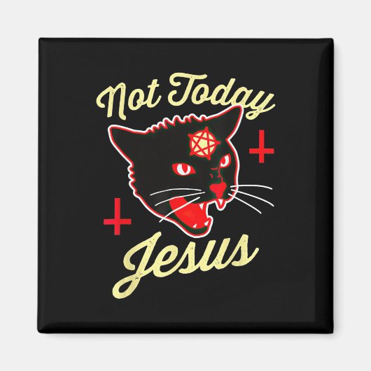 Not Todayイエス・ハイル・サタン猫死クロスヴィンテージ マグネット (正面)