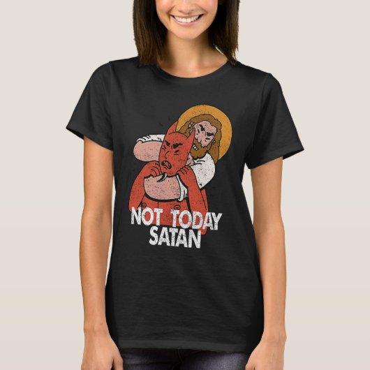 Not Todayサタン柔術ヴィンテージクリスチャン Tシャツ (正面)