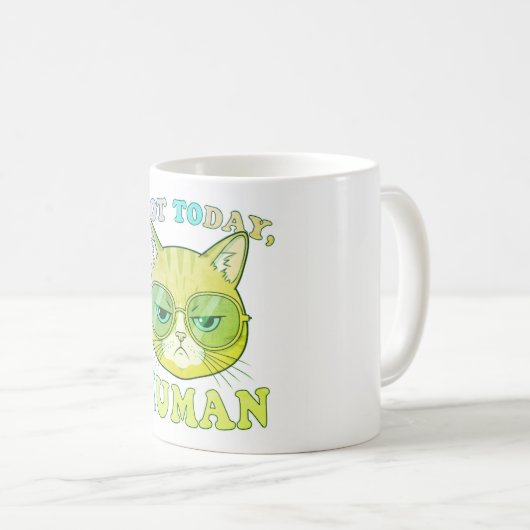 Not Today人間の不機嫌な猫のおもしろいレトロパステルマグ コーヒーマグカップ (正面右)