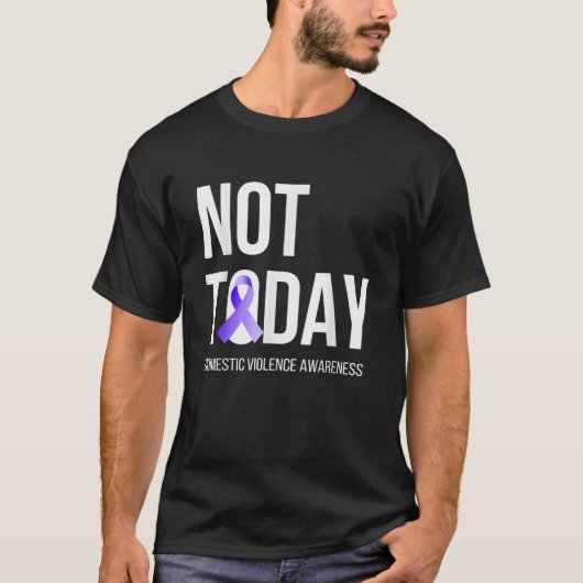 Not Today家庭内暴力認識度パープルリボ Tシャツ (正面)