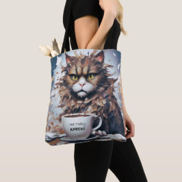 「Not Today」というメッセージトートを持つ深刻な抽象芸術猫 トートバッグ