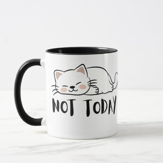 Not Today Cat Cute Funny Coffee Mug マグカップ (左)