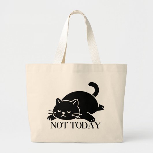 Not Today Cat Tote Bag Cute Art Design ラージトートバッグ (正面)