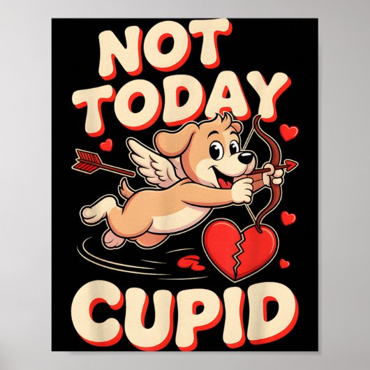 Not Today Cud Funny Puppy Anti Valentine Retro Car ポスター (正面)