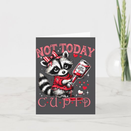 Not Today Cud Funny Raccoon Valentines Day Cute Ki カード (正面)