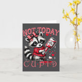 Not Today Cud Funny Raccoon Valentines Day Cute Ki カード (黄色い花)