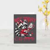 Not Today Cud Funny Raccoon Valentines Day Cute Ki カード (黄色い花)