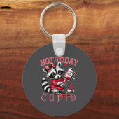 Not Today Cud Funny Raccoon Valentines Day Cute Ki キーホルダー (正面)