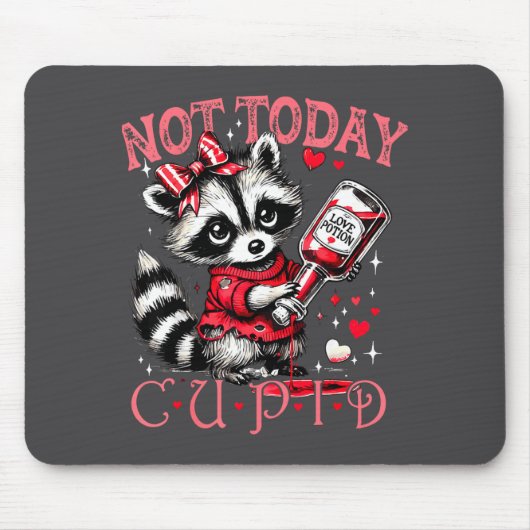 Not Today Cud Funny Raccoon Valentines Day Cute Ki マウスパッド (正面)