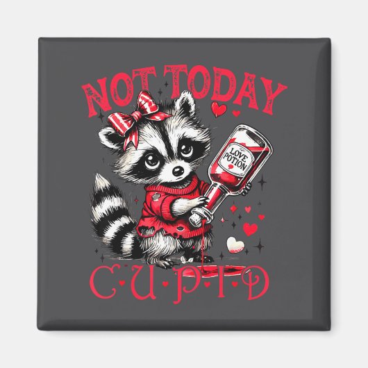Not Today Cud Funny Raccoon Valentines Day Cute Ki マグネット (正面)