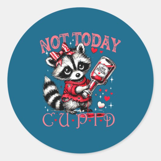Not Today Cud Funny Raccoon Valentines Day Cute Ki ラウンドシール (正面)