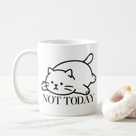 Not Today Cute Lazy Cat Mood コーヒーマグカップ (ドーナツ)