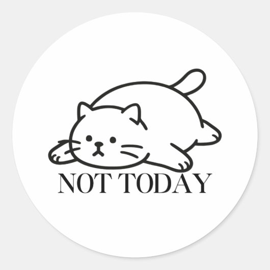 Not Today Cute Lazy Cat Mood ラウンドシール (正面)