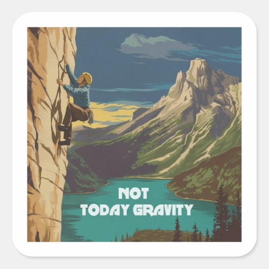 Not Today Gravity Rock Climbing スクエアシール (正面)