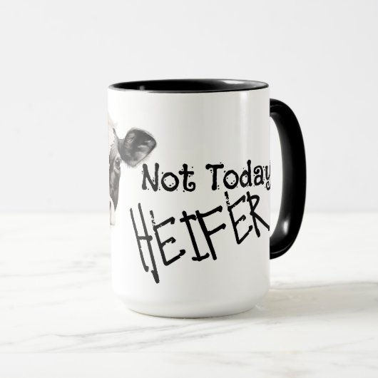 Not today heifer black and white cow マグカップ (正面右)