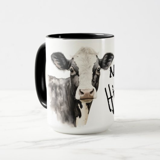 Not today heifer black and white cow マグカップ (正面左)