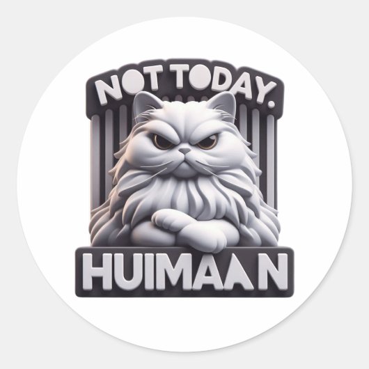 Not Today Huimaan Cat おもしろい怒 Craftスタンプ ラウンドシール (正面)