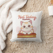 Not Today Human Cute Cat on Book Funny Design クッション (ブランケット)