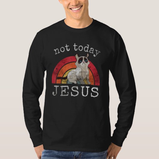 Not Today Jesus Satanic  Cat Rainbow Tシャツ (正面)