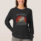 Not Today Jesus Satanic  Cat Rainbow Tシャツ (正面)