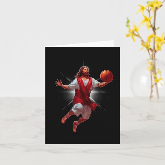 Not Today Satan Jesus Funny Slam Holy Dunk Basketb カード (黄色い花)