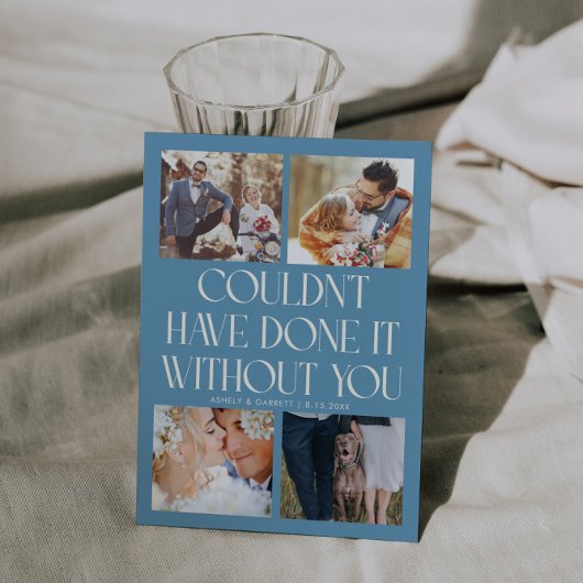 Not Without You Wedding 4-Photo Denim Blue サンキューカード