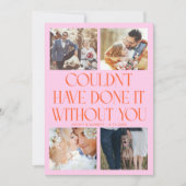 Not Without You Wedding 4-Photo Orange Pink サンキューカード (正面)