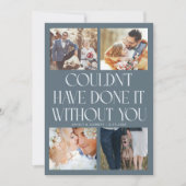 Not Without You Wedding 4-Photo Slate Blue サンキューカード (正面)