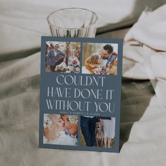 Not Without You Wedding 4-Photo Slate Blue サンキューカード
