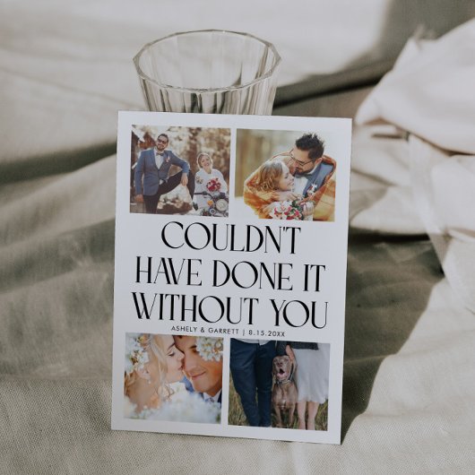 Not Without You Wedding 4-Photo White サンキューカード