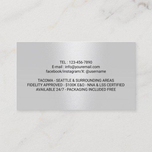 Notary & Loan Signing Agent Modern Navy Blue Photo 名刺 (裏面)