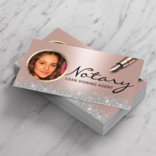 Notary Loan Signing Agent Modern Rose Gold Photo 名刺