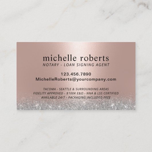 Notary Loan Signing Agent Modern Rose Gold Photo 名刺 (裏面)