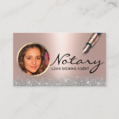 Notary Loan Signing Agent Modern Rose Gold Photo 名刺 (正面)