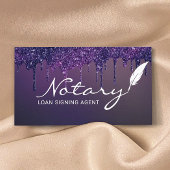 Notary Loan Signing Agent Purple Glitter Drips 名刺