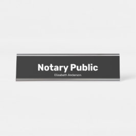 Notary Public and Name Text Template Black デスクネームプレート